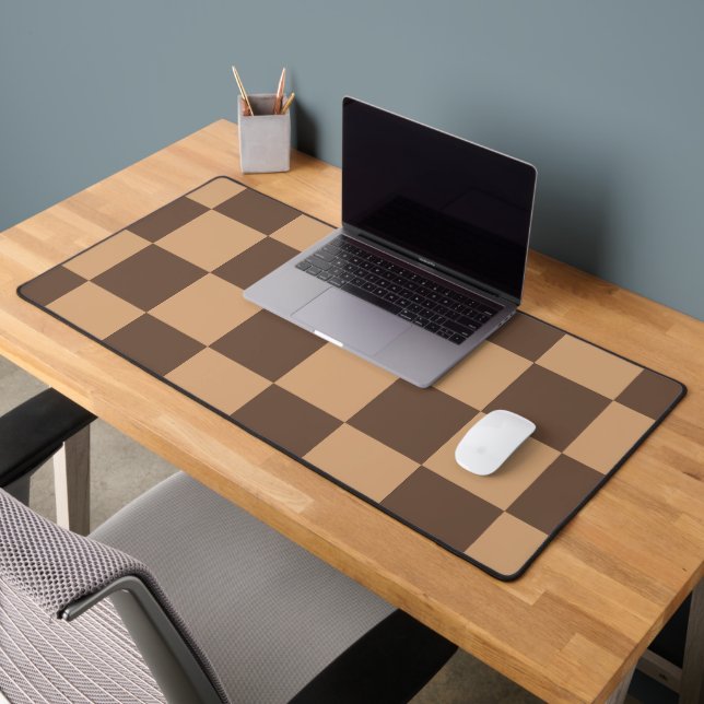 Vintage Chequered in Warm Browns Desk Mat (Office 2)