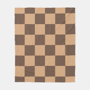 Vintage Chequered in Warm Browns Fleece Blanket
