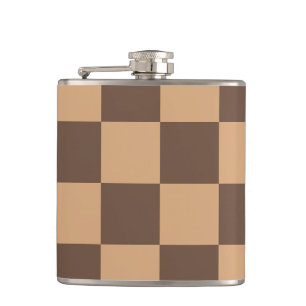 Vintage Chequered in Warm Browns Hip Flask