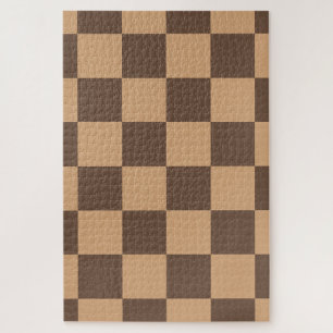 Vintage Chequered in Warm Browns Jigsaw Puzzle