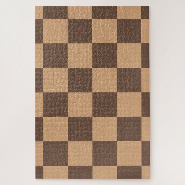 Vintage Chequered in Warm Browns Jigsaw Puzzle (Vertical)