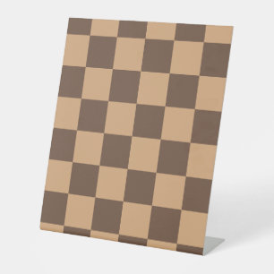 Vintage Chequered in Warm Browns Pedestal Sign