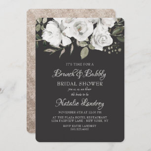 Vintage Cherish Brunch & Bubbly Bridal Shower Invitation