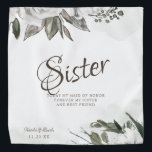 Vintage Cherish Floral Sister Quote Handkerchief Bandana<br><div class="desc">Vintage Cherish White Floral & Rose Gold Painted Roses and Flowers. A Vintage Classic and Elegant Look, and Plenty of Grey, Ivory White, Rose Gold, Dusty Pink, Pine Green, and Grey leaves and foliage. With Hand Painted Floral elements, Vintage Classic Script Fonts and Classy Peony and Rose Borders - Sister...</div>