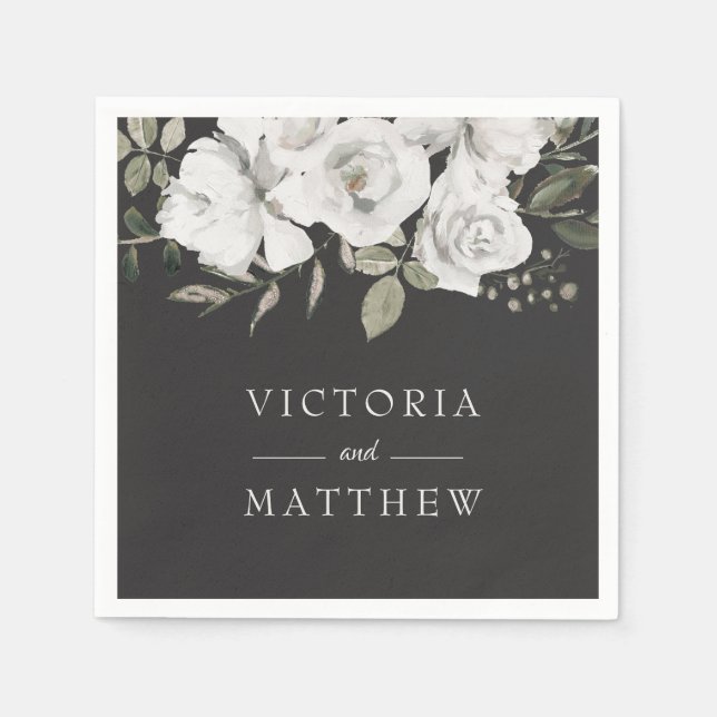 Vintage Cherish Floral Wedding Monogram Dinner Napkin (Front)