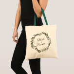 Vintage Cherish Green Wreath Wreath Maid of Honour Tote Bag<br><div class="desc">Vintage Cherish Leaf Wreath. An Antique Classic and Elegant Look, With Pine Green, and Grey leaves, greenery, and foliage. Hand Painted Leaves, Vines, and elements. A Vintage Classic Script Font, and Natural Green Wreath - Maid of Honour Tote Bags! ~ Check my shop to see the entire wedding suite for...</div>