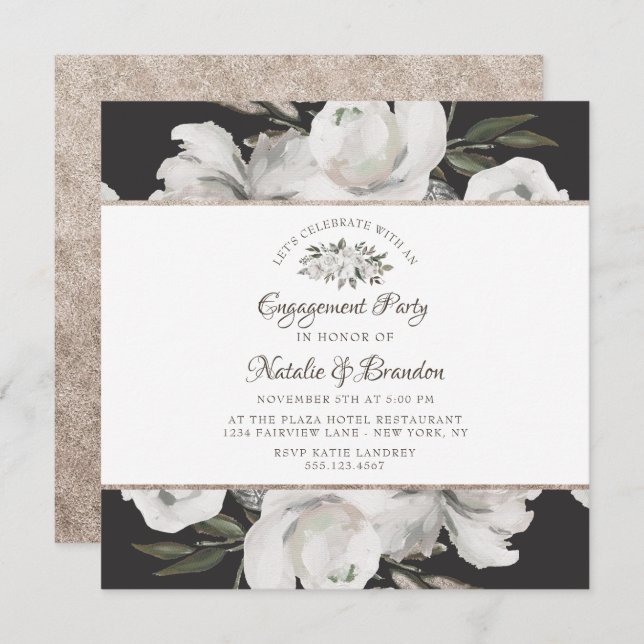 Vintage Cherish Let's Celebrate Engagement Party Invitation (Front/Back)