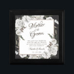 Vintage Cherish Mother of the Groom Personalised Gift Box<br><div class="desc">Vintage Cherish White Floral & Rose Gold Painted Roses and Flowers. A Vintage Classic and Elegant Look, and Plenty of Grey, Ivory White, Rose Gold, Dusty Pink, Pine Green, and Grey leaves and foliage. With Hand Painted Floral elements, Vintage Classic Script Fonts, and Elegant Rose Gold Glitter Foil Geometric Square...</div>