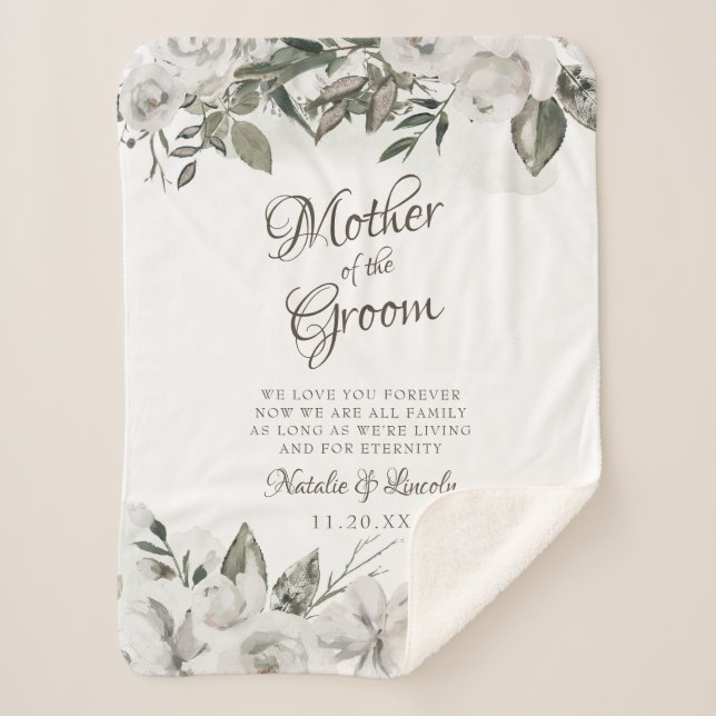 Vintage Cherish To the Mother of the Groom Quote Sherpa Blanket (Front)