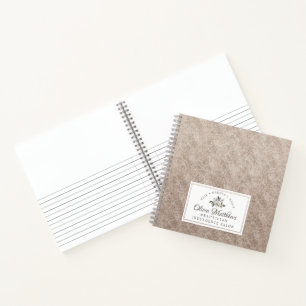 Vintage Cherish White Floral & Rose Gold Monogram Notebook