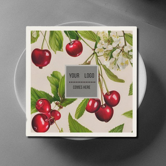 Vintage Cherries - add logo  Napkin (Creator Uploaded)