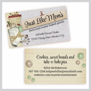 Vintage cherries baking bakery pastry chef cooking calling card