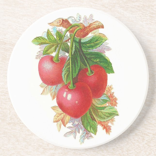 Vintage Cherries Coaster (Front)