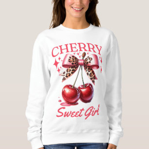 Vintage cherry and pink bow women's  sweatshirt
