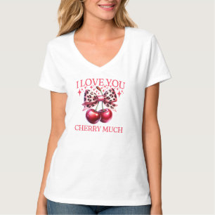 Vintage cherry and pink bow women's  T-Shirt