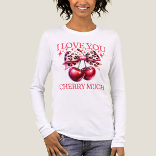 Vintage cherry and pink bow women's Tri-Blend shirt