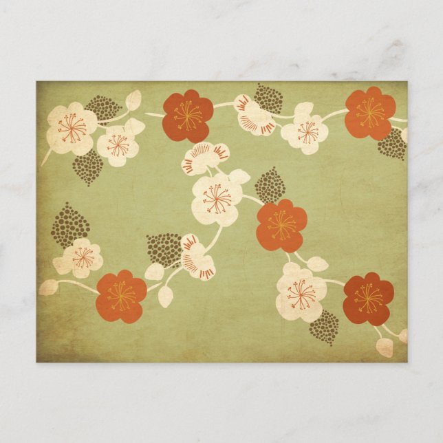 Vintage cherry blossom flowers Postcard (Front)