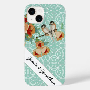 Vintage Cherry Blossom Love Bird Peach Mint Case-Mate iPhone 14 Case