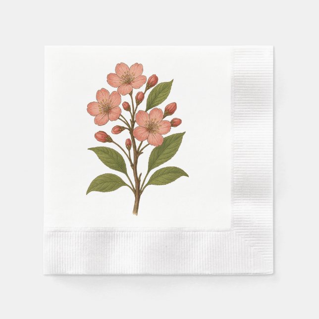 Vintage Cherry Blossom Napkin (Front)