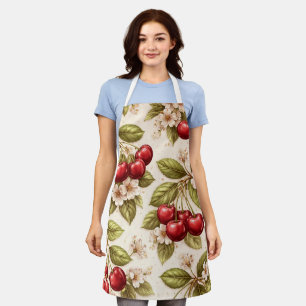Vintage Cherry Blossom Pattern Cottagecore Fruit Apron