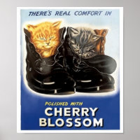 Vintage Cherry Blossom Polish Ad -Kittens in Shoes