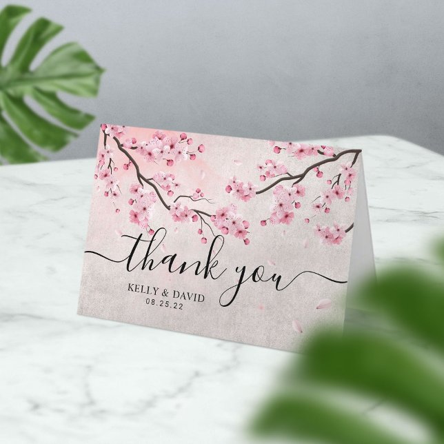 Vintage Cherry Blossom Spring Wedding Thank You Card (Creator Uploaded)