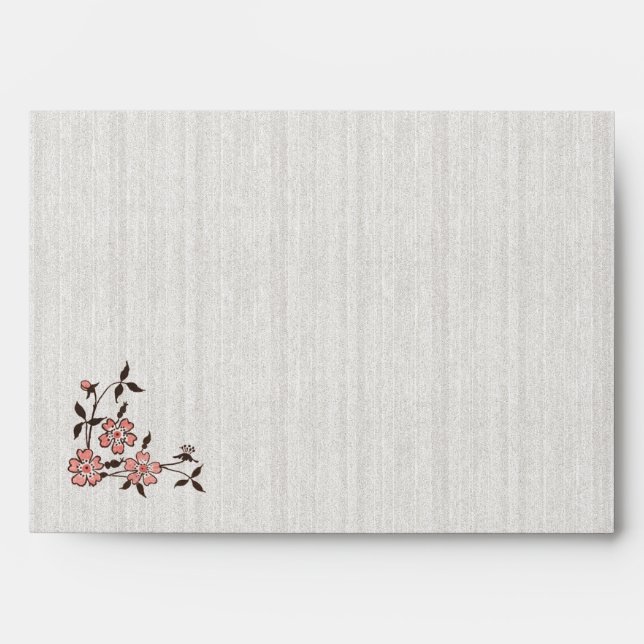 Vintage Cherry Blossom Swallows Monogram envelope (Front)