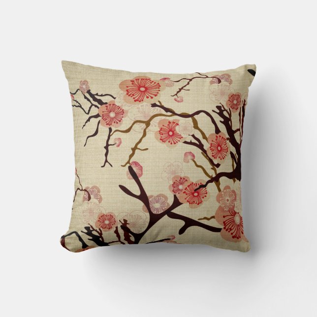 Vintage Cherry blossom tree American MoJo Pillow (Front)
