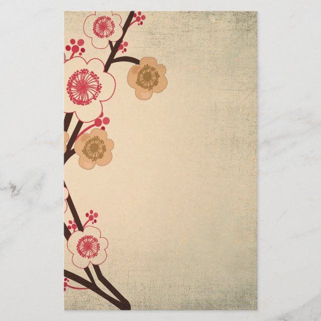 Vintage cherry blossom tree Stationery (Front)