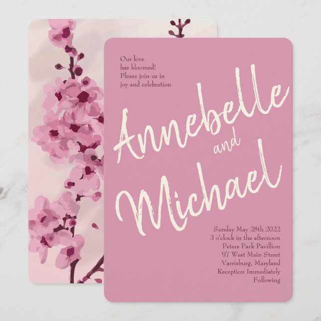 Vintage Cherry Blossom Wedding Invitations (Front/Back)