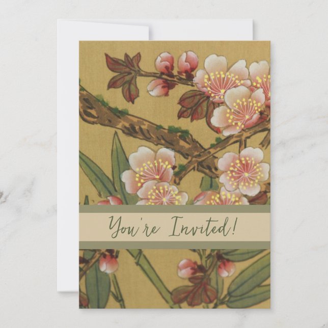 Vintage Cherry Blossoms Asian Japanese Flowers Invitation (Front)