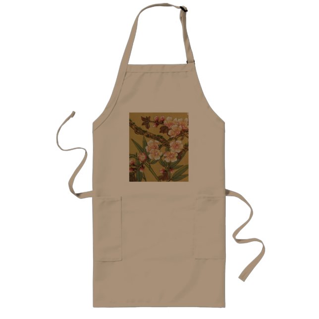 Vintage Cherry Blossoms Asian Japanese Flowers Long Apron (Front)