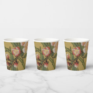 Vintage Cherry Blossoms Asian Japanese Flowers Paper Cups