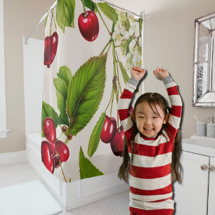 Vintage Cherry Illustration  Shower Curtain