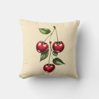 ​Vintage Cherry Illustration Throw Pillow