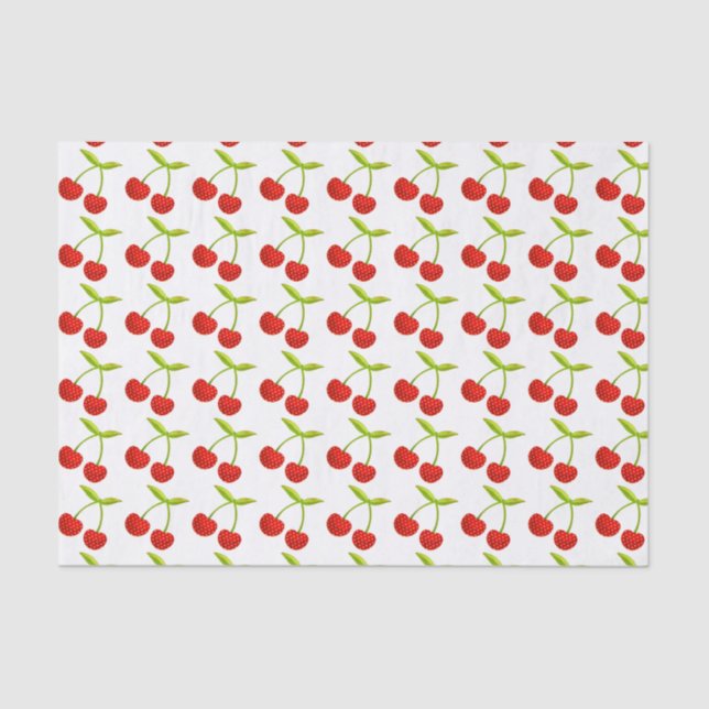 Vintage Cherry Illustration Tissue Paper (Front)