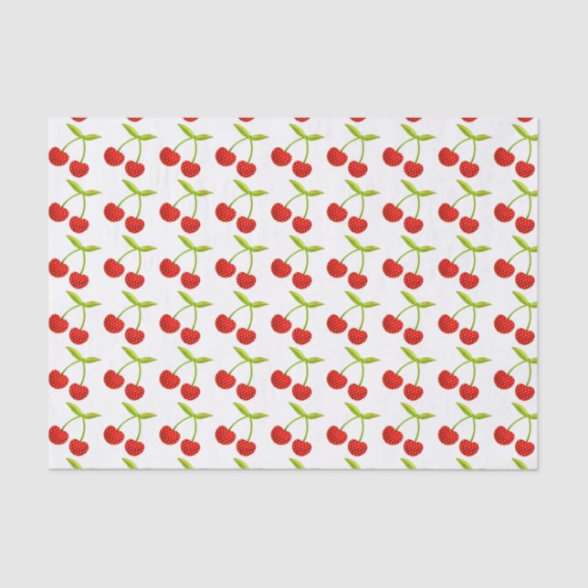 Vintage Cherry Illustration Tissue Paper (Front)