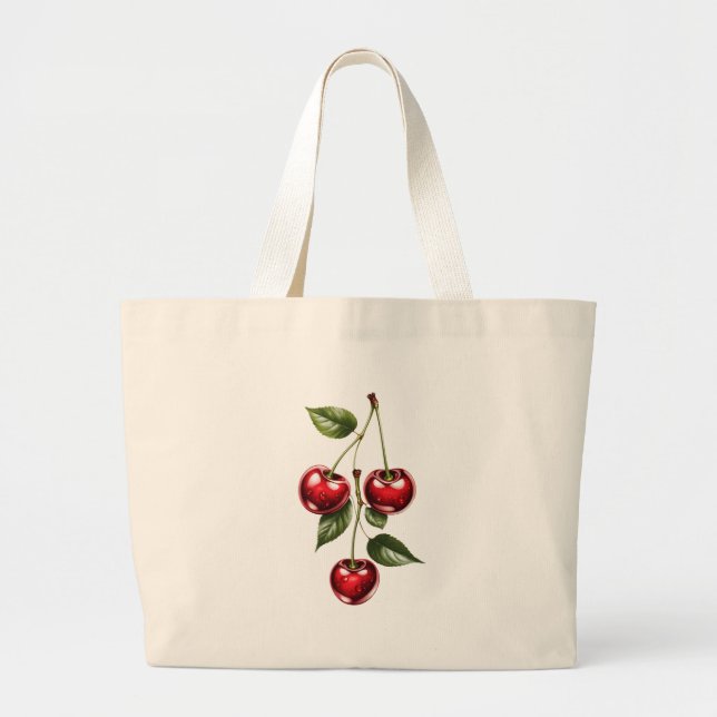 Vintage Cherry Illustration Tote Bag (Front)