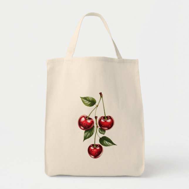 Vintage Cherry Illustration Tote Bag (Front)