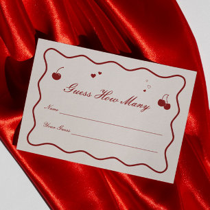 Vintage Cherry On Top Shower Guess How Many Game  Enclosure Card