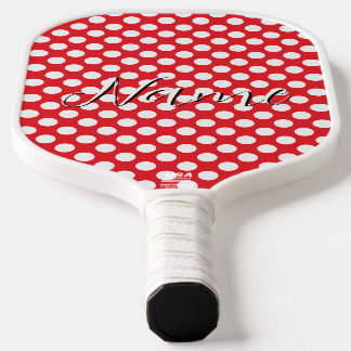 Vintage Cherry & Polka Dot Retro Wedding Pickleball Paddle