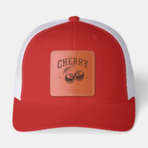 Vintage Cherry Red Trucker Hat with Leather Patch