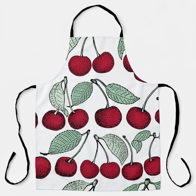 Vintage cherry seamless pattern. Background,  patt Apron (Front)