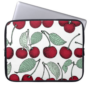 Vintage cherry seamless pattern. Background, patt Laptop Sleeve