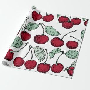 Vintage cherry seamless pattern. Background, patt Wrapping Paper