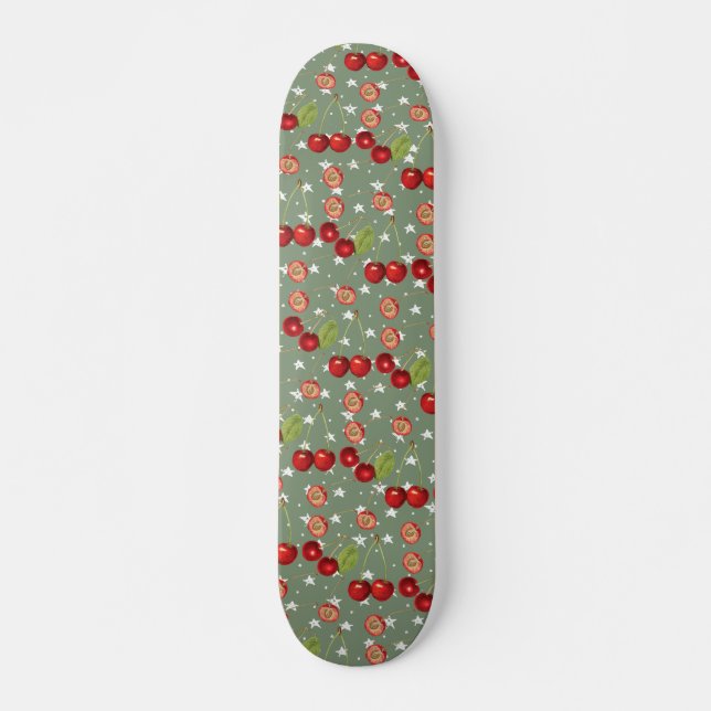 Vintage Cherry & Stars Skateboard (Front)