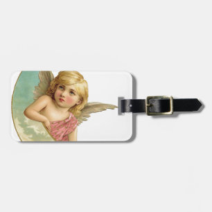 Vintage Cherub and Cresent Moon Luggage Tag