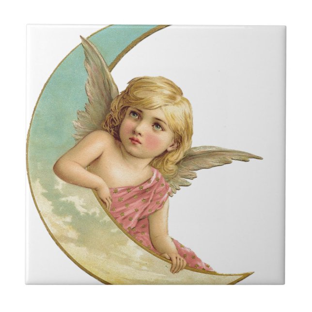 Vintage Cherub and Cresent Moon Tile (Front)