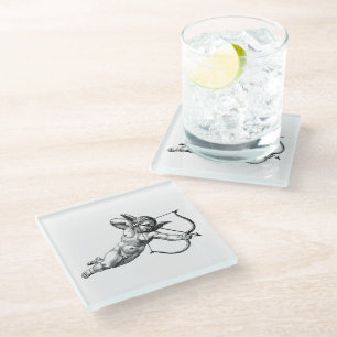 Vintage Cherub Angel Cupid Love Glass Coaster