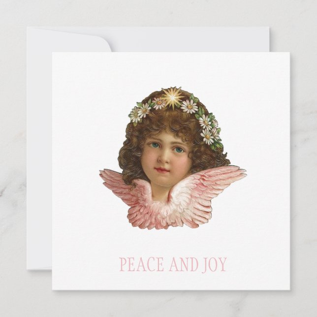 VINTAGE CHERUB CHRISTMAS FLAT CARD (Front)